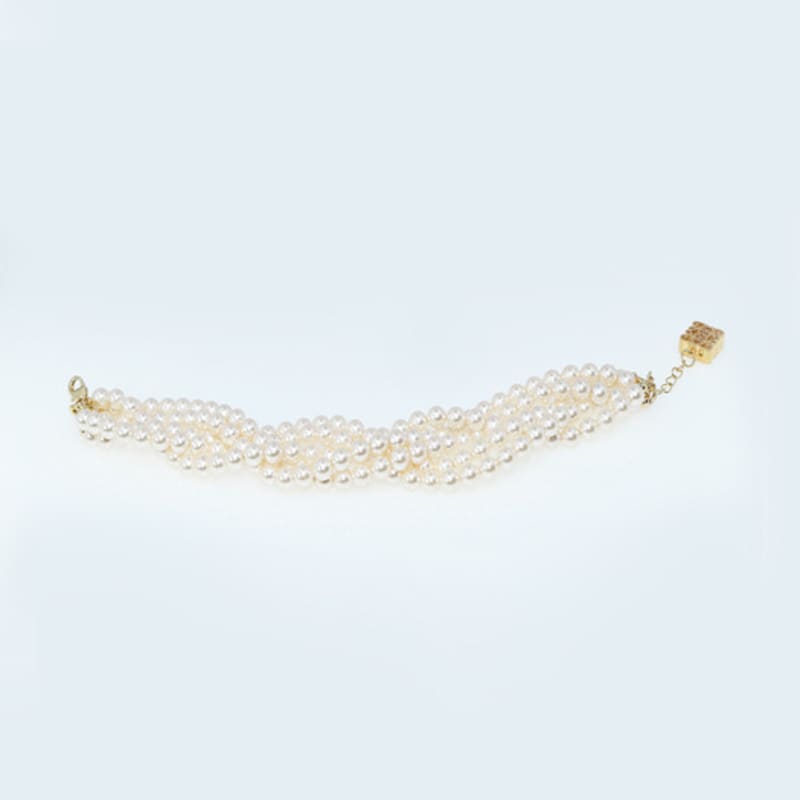 jewelCOUNTY Volume Braids Pearl Anagram Bracelet[Cream]