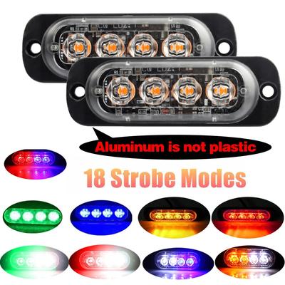 4 LED Strobe Boční výstražné světlo Stroboskop Mřížka Blikající světelná lišta Auto Nákladní Nákladní Maják Žlutá Žlutá Bílá Semafor 12V - 24V
