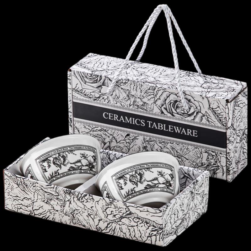 Wo Ding Black Rose Ceramic Tableware Gift Set
