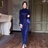 2024 Autumn Women's Solid Color Round Neck Light Luxury Bodycon Long Dress