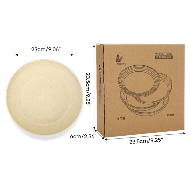 4 Pcs Wheat Straw Plates Lightweight Round Dishes Dinnerware for Kitchen,Camping