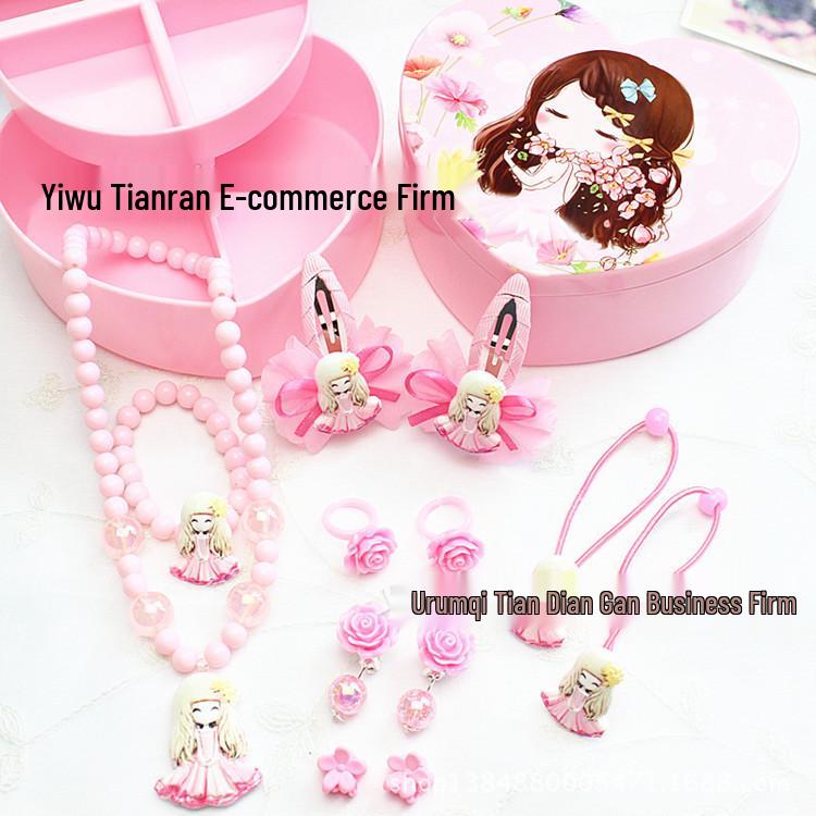 Princess Jewelry & Hair Accessories Set for Girls with Necklace, Bracelet, Ring, and Headwear In Vanity Gift Box.