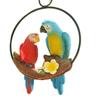 Iron Circle Double Parrot Pendant Cute Animal Sculpture Figurine Crafts Bird Statue  Lawn