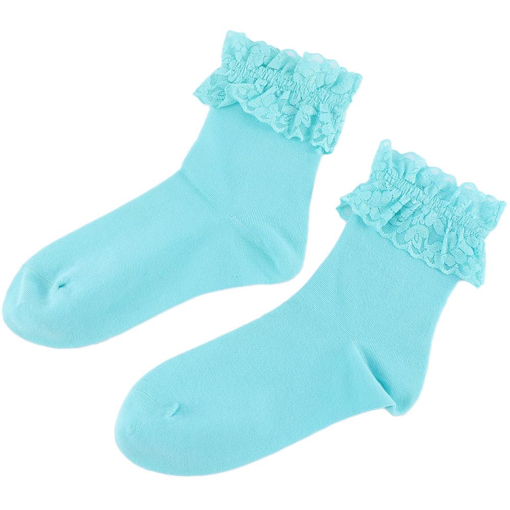 

Vintage Ruffle Lace Boat Socks Short Sock Ankle Socks Socks 35-39 озеро синього кольору