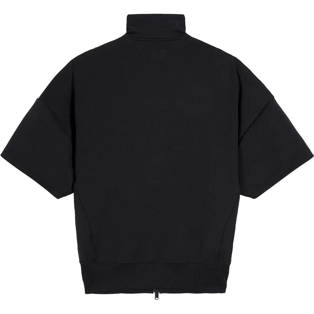 Y-3 Solid Color Stand Collar Slim Fit Zip Short Sleeve Jacket Women Jackets Black JN4984