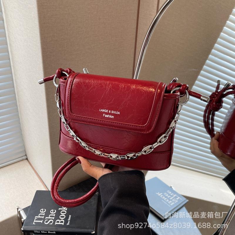

Popular manufacturer chain portable small bag women s 2025 new trendy temperament versatile shoulder messenger bag бордовый
