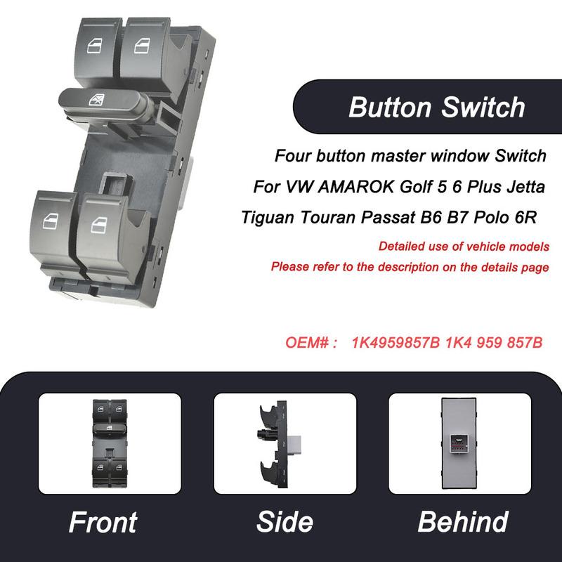 Four button master window Switch For VW AMAROK Golf 5 6 Plus Jetta Tiguan Touran Passat B6 B7 Polo 6R OE 1K4959857B 1K4 959 857B