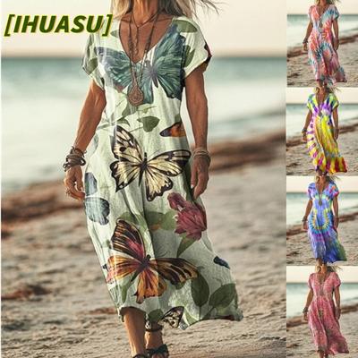 Fashion Summer Spring  Short Sleeve V-Neck Casual Dresses