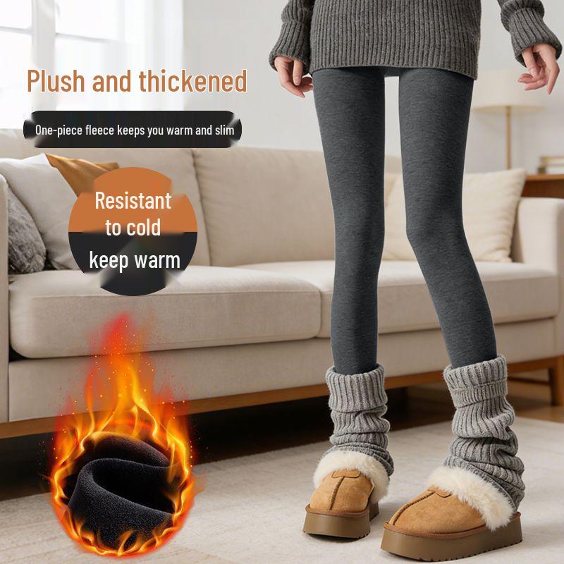 Women's High-Waist Fleece-Lined Shark Pants - Plus-Size Slimming, Elastic Skinny Fit for Autumn/Winter