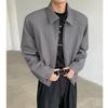 Black Autumn Baseball Jacket for College Men: Stylish Short American Ruffian Design with Shoulder Pads