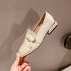 Loafers women's 2025 autumn square head one-pedal women's shoes soft-soled British small leather shoes French flat-soled single shoes commuting