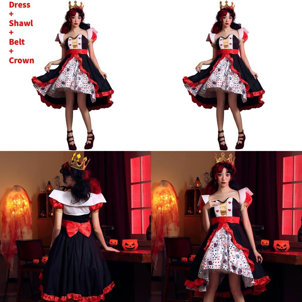 Alice In Wonderland The Red Queen Costume Dress With Polyester Fabric For Halloween Stage Performance Women