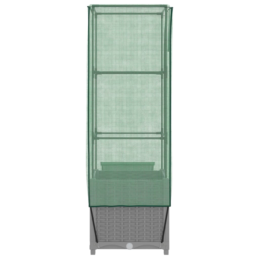 Vidaxl Raised Planter with Greenhouse, Rattan Look, 40X40X139 Cm