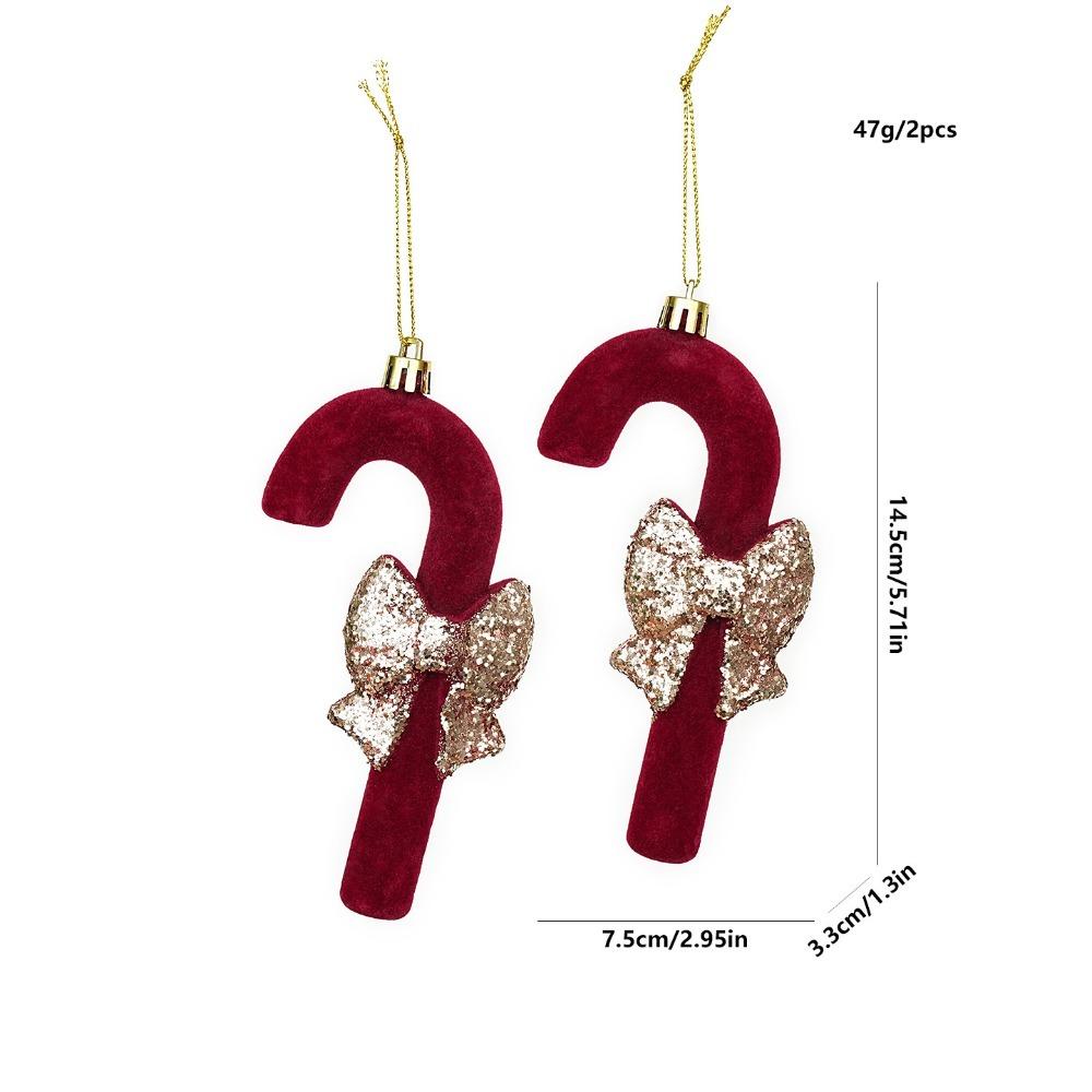 2PCS Wine Red Color Christmas Ornament Flocked Surface Xmas Decor Hanging Pendant Holiday Party