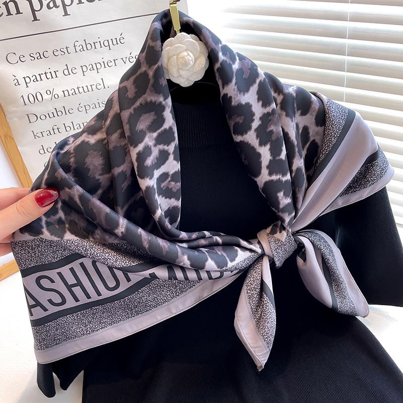 Women's Retro Twill Silk Scarf - 90cm Versatile Shawl for Travel & Sun Protection