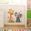 Cartoon Animal Wall Stickers Giraffe And Elephant Design Removable Waterproof For Kids Room Nursery Classroom Decor