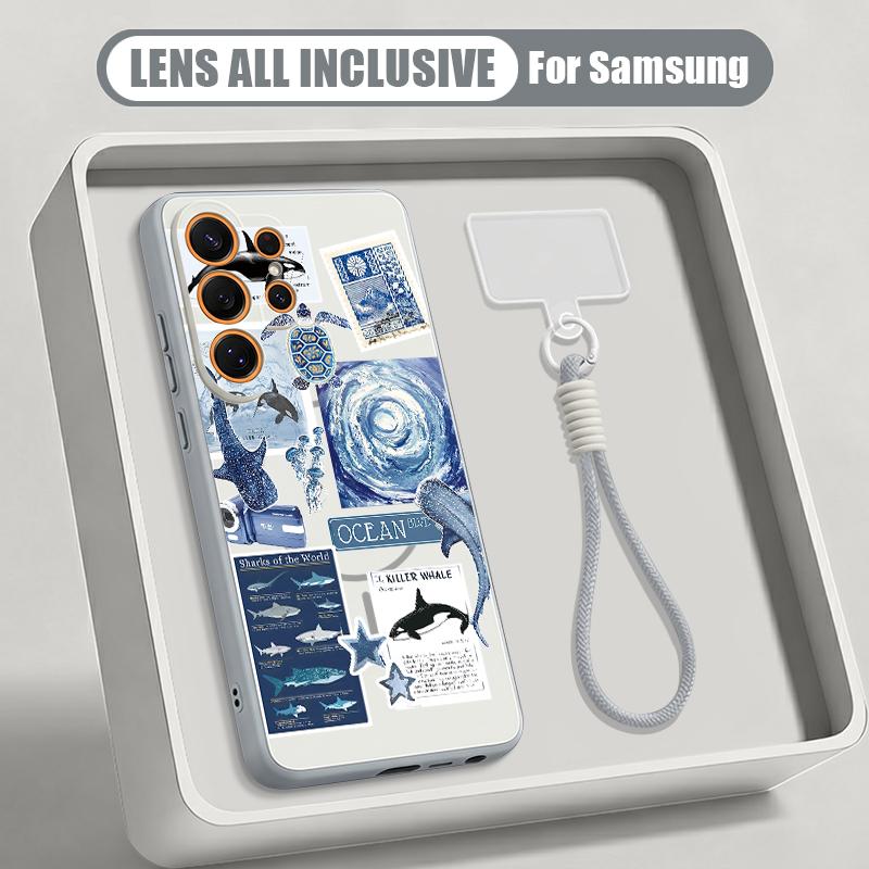 Coastline Fish Conch Pattern Case For Samsung S26 Ultra S25 FE S24 S24 Plus A57 A37 A17 A56 A36 A16 A55 A35 A15 A54 5G Hybrid Magnetic Matte Cover