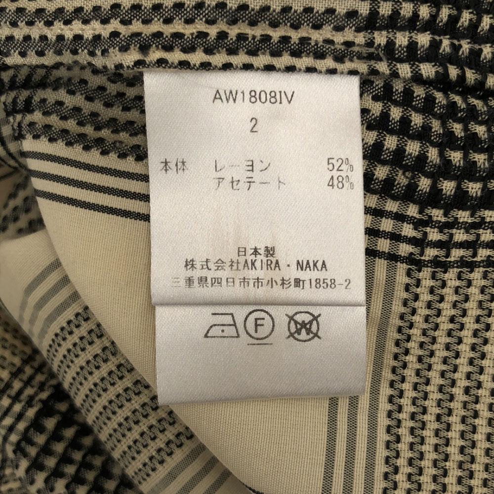 AKIRANAKA Check Long Sleeve Band Color Blouse 2 Beige Women Used