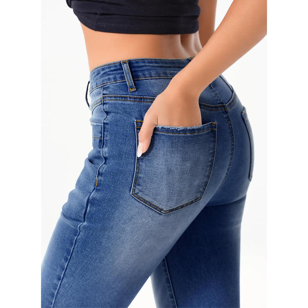 Ladies' Retro Straight Leg High Waisted Jeans