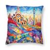 Barcelona Gaudi Park Guell Mosaic Square Pillowcase Polyester Linen Velvet Printed Decorative Throw Pillow Bed Cushion Cover