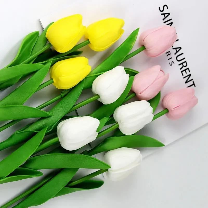 1PC Tulip Artificial Flowers Real Touch Bouquet Fake Flowers Decoration for Wedding Supplies Home Decor Valentines Flowers