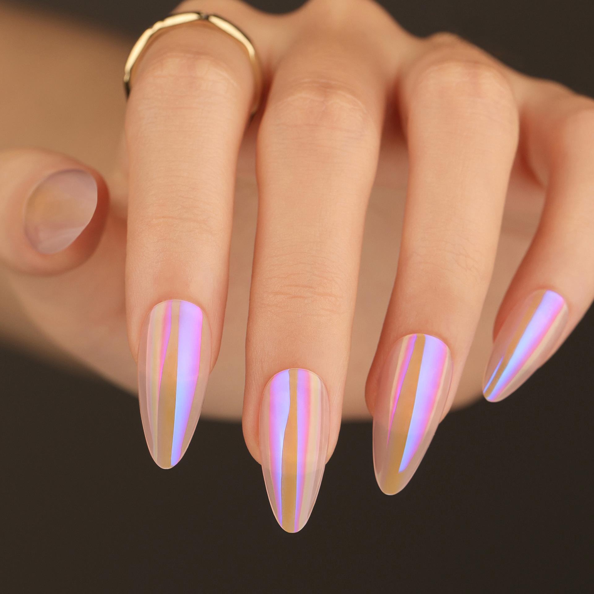 DIY wearable nail piece finished product Aurora simple nail art almond type wearable nail fake nails