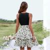 Women Summer Sleeveless Flounce Patchwork Print Vest Dress