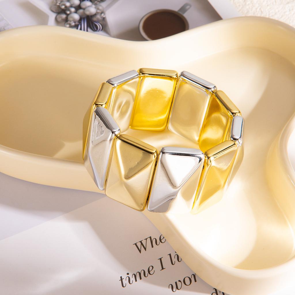 Personalized Square Gold And Silver Bracelet, Light Luxury And High-End Metal Style Simple Temperament Jewelry Women