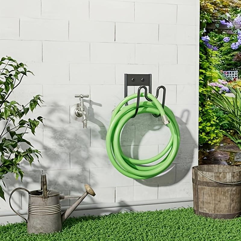 Heavy Duty Metal Garden Hose Holder with Hooks, Wall Mounted Storage Rack with Screws for Garage, Basement and Outdoor Use