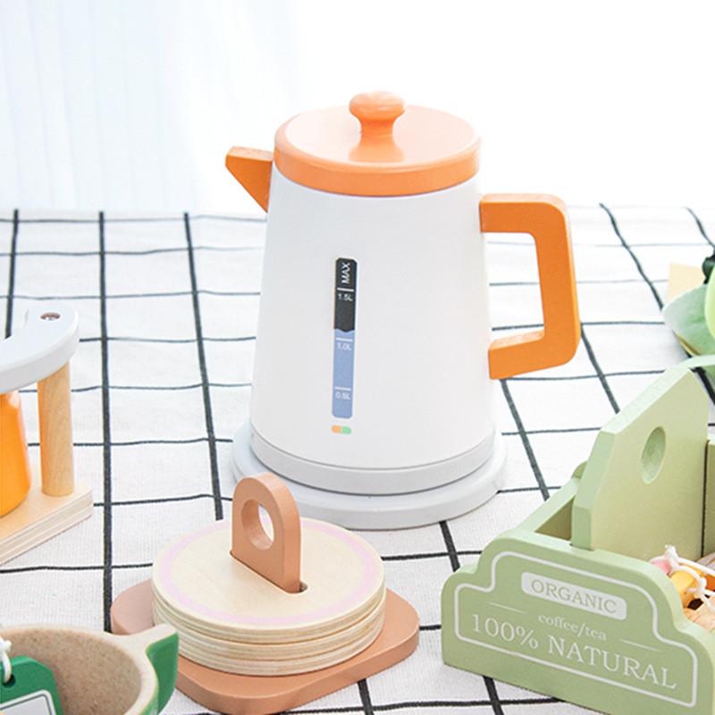 Kitchen Toy Wooden Tea Set With Realistic Accessories For Kids Educational Play