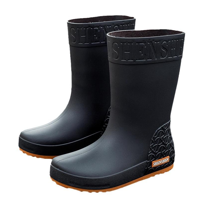 Modische Regenschuhe Damenhohe Regenstiefel Frühling und Herbst Rutschfeste Wasserdichte Stiefel Verdickte Verschleißfeste Einfarbige Wasserschuhe