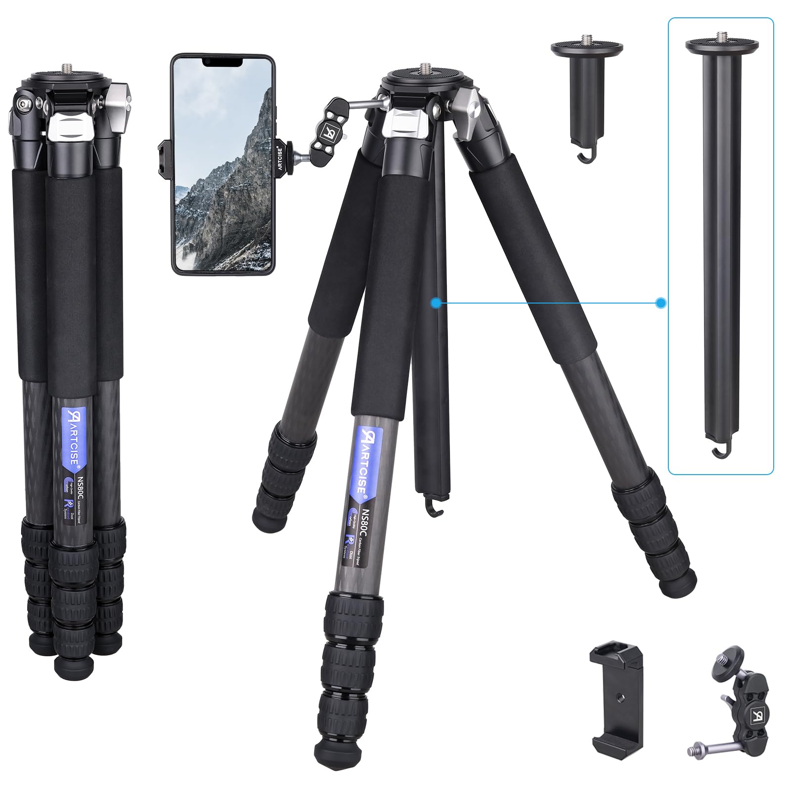 

Компактная дорожная камера ARTCISE из углеродного волокна 32 мм, максимальная высота, аксессуар включает в себя зажим для смартфона и Magic, подходит для грузоподъемности 20 кг