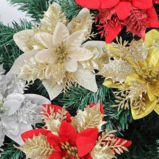 Zarte Weihnachts-Kunstblume, doppellagig, leuchtende Farben, Festival-Requisite