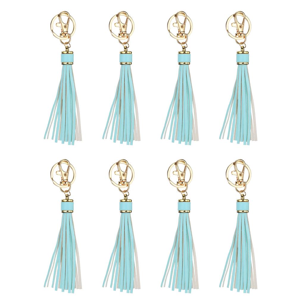 8pcs PU Leather Tassels PU Tassels with Key Rings Tassel Curtain Bag Tassel for Jewelry Making Phone Straps Handbag DIY Crafts