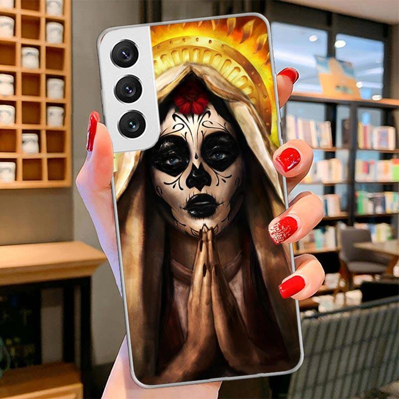 Catrina Beautiful Rose Girl Skull Cover Phone Case For Samsung Galaxy S26 S25 Edge S24 Ultra S23 S22 Plus S21 S20 FE Soft Fundas