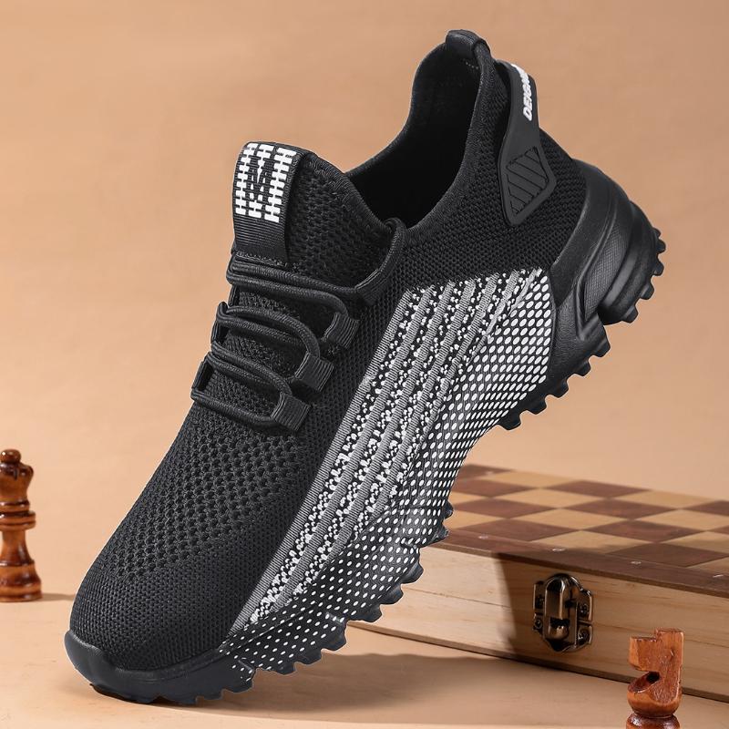 Knitted Mesh Running Shoes Breathable Men's Casual Sneakers Lightweight Outdoor Jogging Walking Trainers Anti-slip Sole