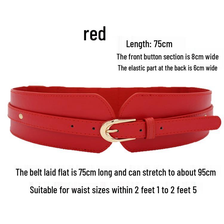 Women's Ultra-Wide Elastic Waistband Belt: Retro Pin Buckle, High-Quality Stretch Leather, Perfect for Skirts and Sweaters.