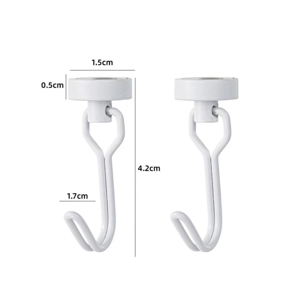 2pcs New No Drill Magnetic Hook 360° Rotating Black/White Fridge Magnet Hook Heavy Duty Kitchen Organizer Hangers Home