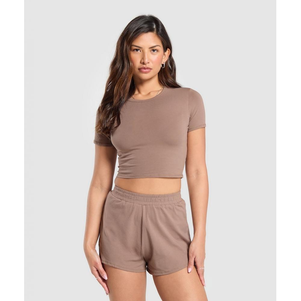 

Укороченный хлопковый топ GYMSHARK мокко-лиловый B6A8C NCCX