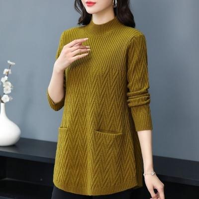Damen Herbst/Winter Locker sitzender, Figurschmeichelnder Strickpullover – Mittellang, Rundhals, zum Schichten oder solo zu tragen