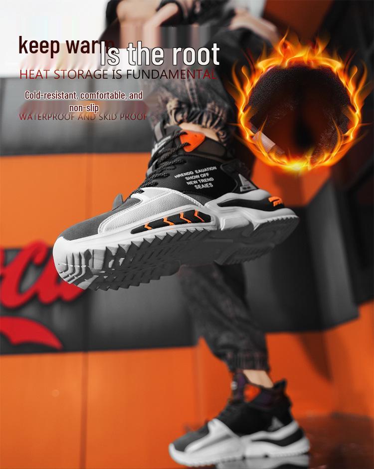 Men's 2025 Winter High-Top Waterproof Non-Slip Velvet-Lined Basketball Sneakers