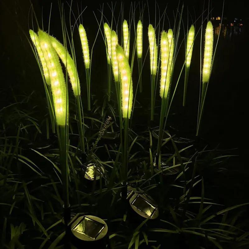 2026 New Solar LED Light Outdoor Street Garden Light Waterproof  Dog Tail Grass Fiber Optic Ground Plug Light for Country House Christmas Decorations