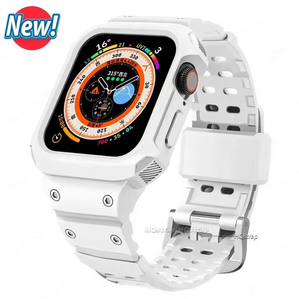 Case for Apple Watch Band 44mm 45mm 49mm 42mm 40/38 Watch Strap for Iwatch 7 8 6 5 4 SE TPU Protective Cover Silicone Bracelet