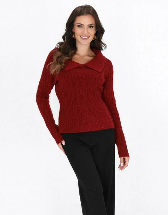 Women's Vintage French Cable Knit Sweater - Slim Fit, Long Sleeve, Autumn Pullover