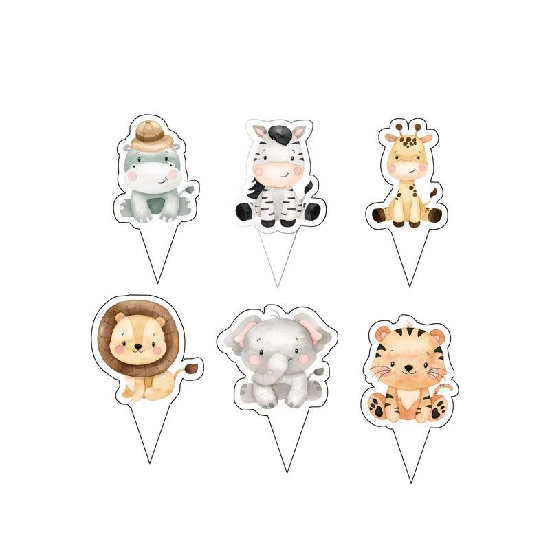 Dschungel-Tier-Geburtstagsparty-Dekoration Zoo-Partyzubehör Papier Teller Papiertassen Tischdecken Geburtstagsfest