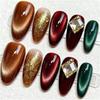 Sweet And Cool 24 Pieces Of Gentle Gemstone Cat Eye Nail Art Patches With Sparkling Ins Style Wearable Nails