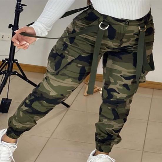 Жіночі штани з камуфляжним принтом, класичні, з манжетами на щиколотках, повсякденні штани карго для щоденного носіння
