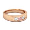 Rosa Zirkonia Drei Stein Band Damen Ehering - 925 Sterlingsilber Roségold Vermeil