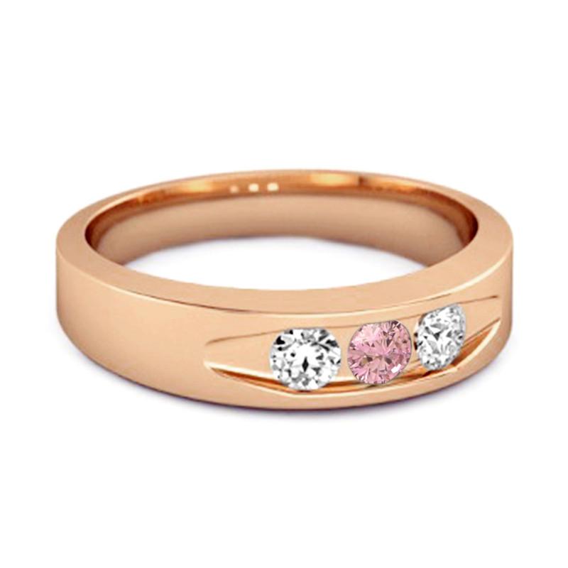 Rosa CZ Trestensband Dam Vigselring - 925 Sterlingsilver Roséguld Vermeil
