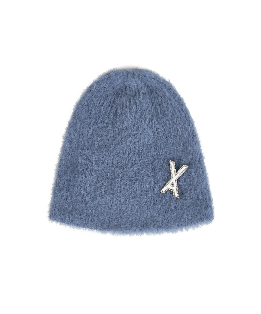 Bajal Va Brooch Soft Angora Beanie Cobalt